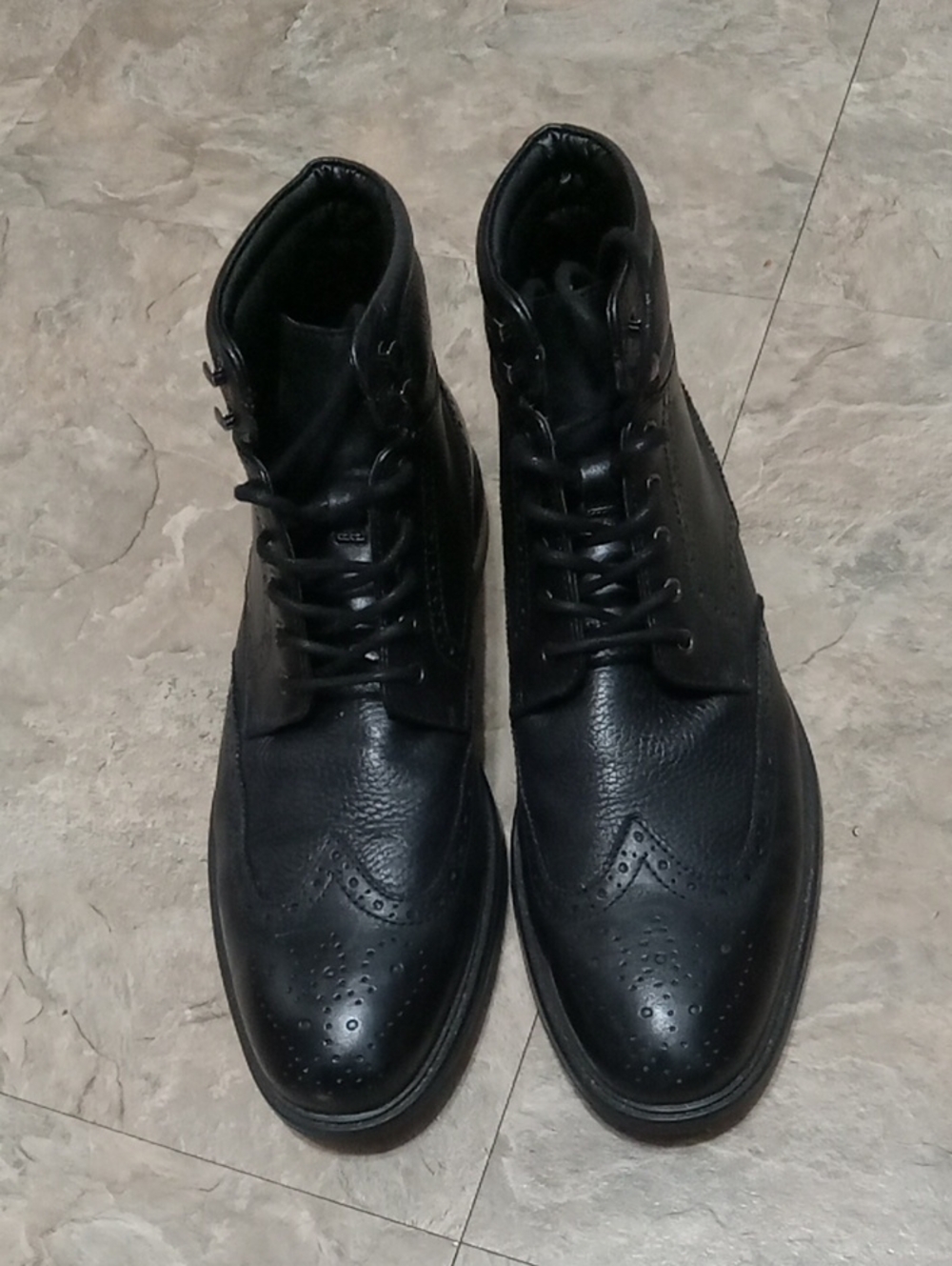 La Milano Black Leather Wingtip Lace-Up Men's Boots
